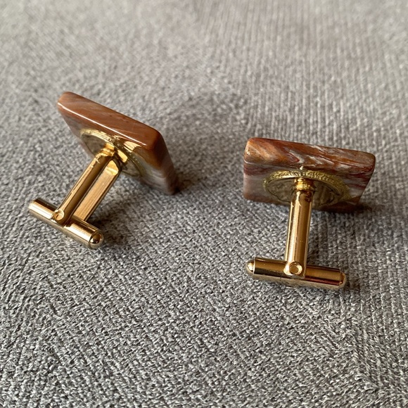 Vintage Natural Agate Cuff Links - Picture 14 of 16